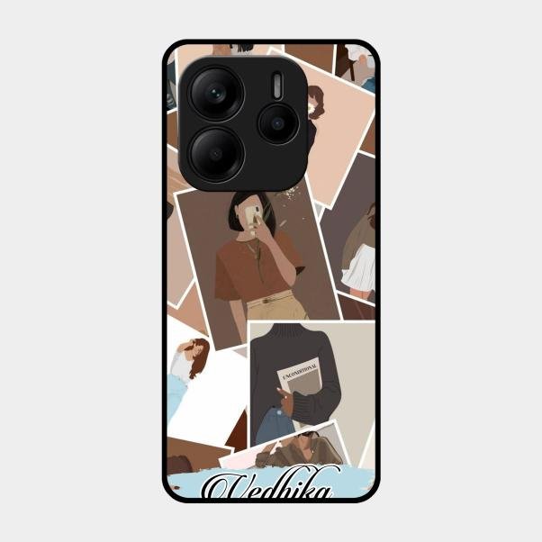 Selfie Girl Collage Glass Case Cover For Redmi Note 14 5G