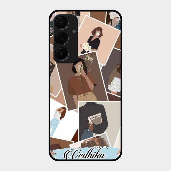 Selfie Girl Collage Glass Case Cover For Samsung Galaxy A55 5G
