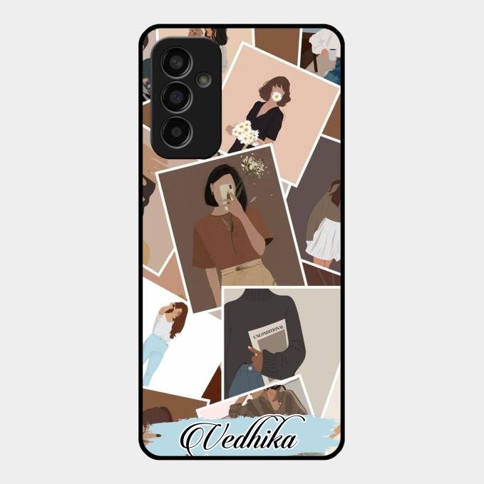Selfie Girl Collage Glass Case Cover For Samsung Galaxy F13
