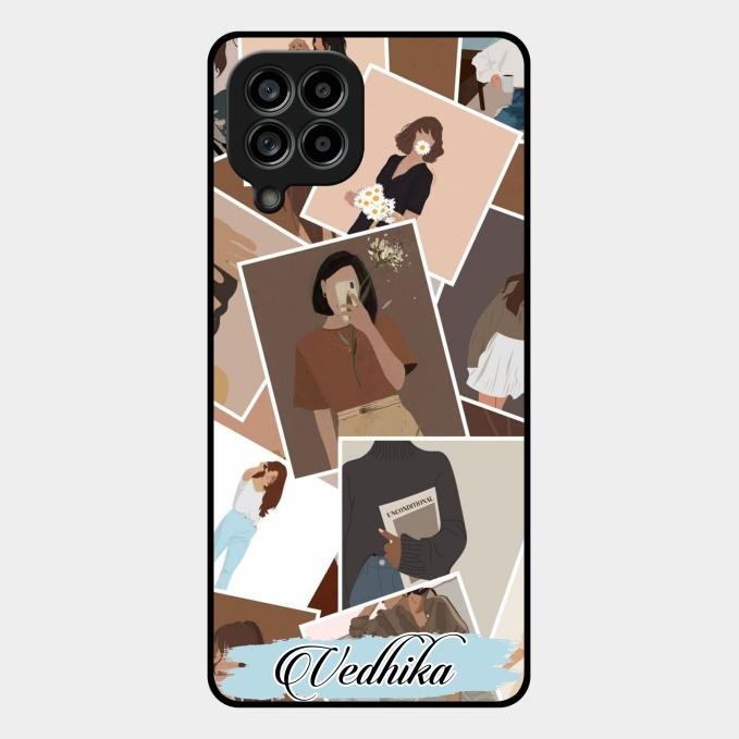 Selfie Girl Collage Glass Case Cover For Samsung Galaxy M53 5G