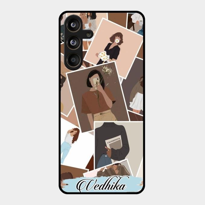 Selfie Girl Collage Glass Case Cover For Samsung Galaxy M55 5G