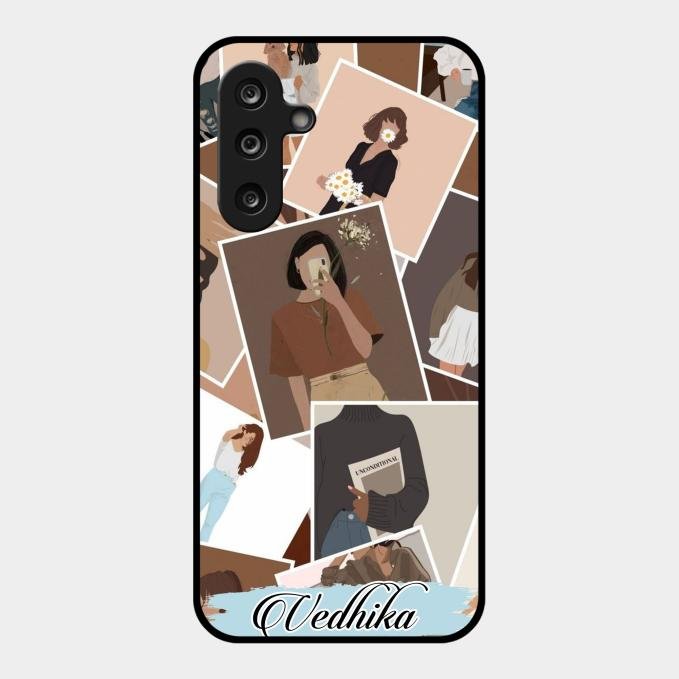Selfie Girl Collage Glass Case Cover For Samsung Galaxy M55S 5G