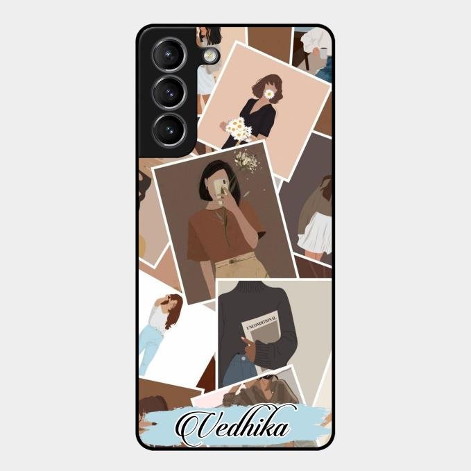Selfie Girl Collage Glass Case Cover For Samsung Galaxy S21 Plus