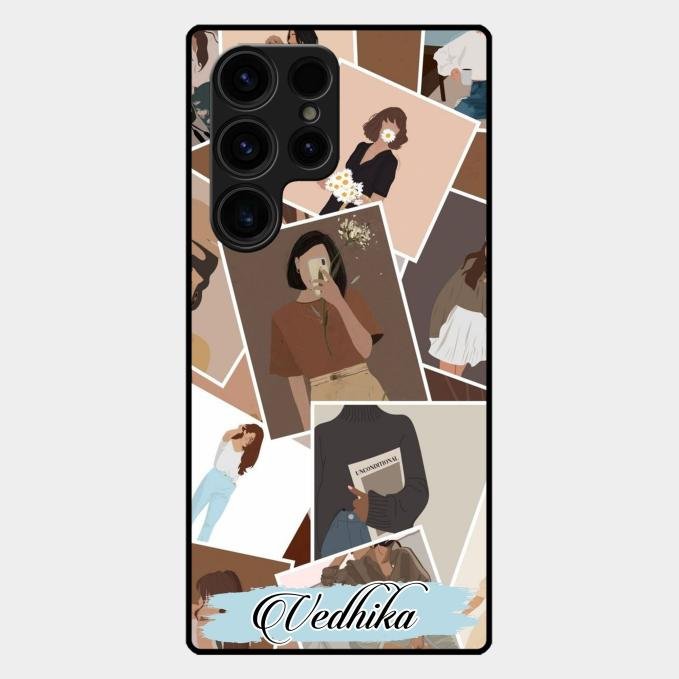 Selfie Girl Collage Glass Case Cover For Samsung Galaxy S24 Ultra 5G