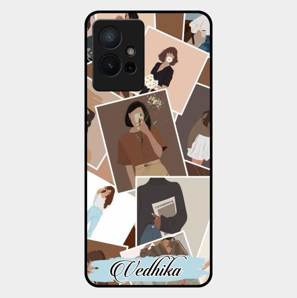 Selfie Girl Collage Glass Case Cover For Vivo T1 5G
