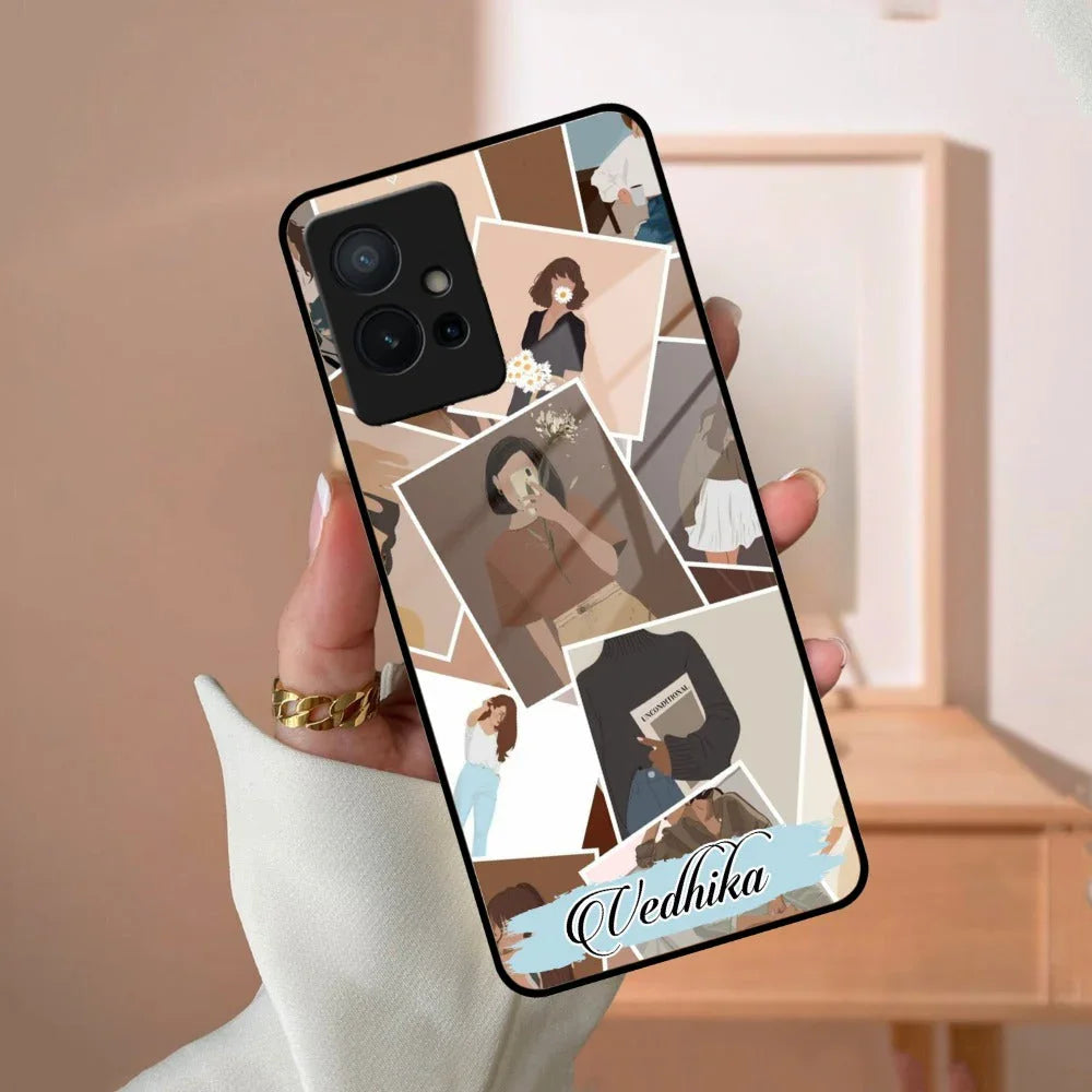 Selfie Girl Collage Glass Case Cover For Vivo - ShopOnCliQ