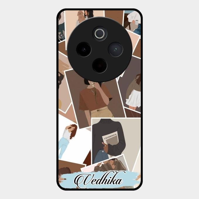 Selfie Girl Collage Glass Case Cover For Vivo T4 5G
