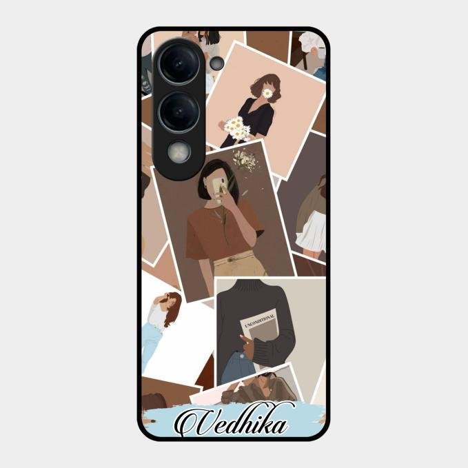 Selfie Girl Collage Glass Case Cover For Vivo T4 Lite 5G