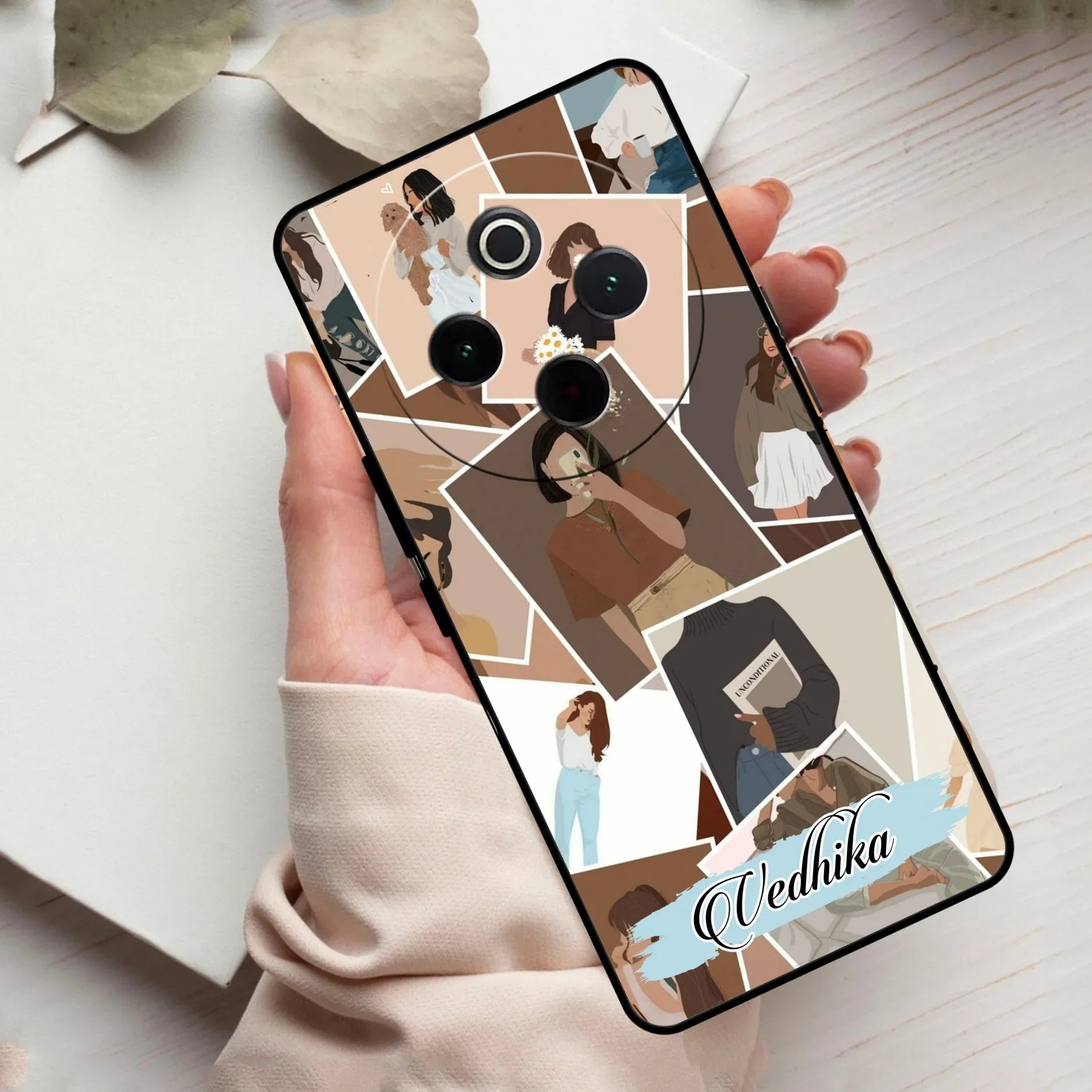 Selfie Girl Collage Glass Case Cover For Vivo - ShopOnCliQ