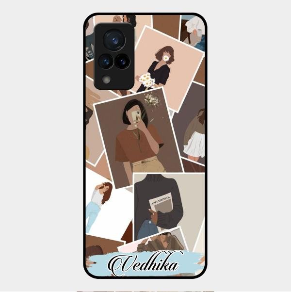 Selfie Girl Collage Glass Case Cover For Vivo V21 5G