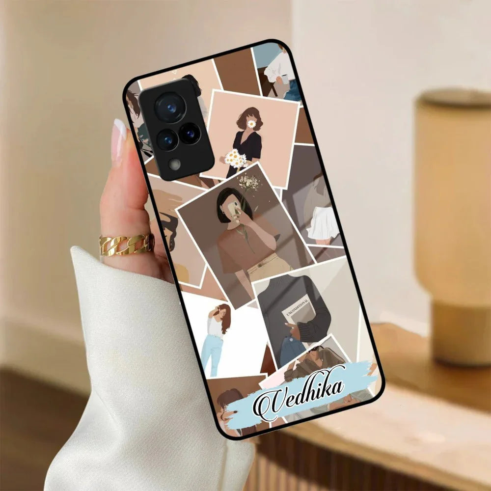 Selfie Girl Collage Glass Case Cover For Vivo - ShopOnCliQ