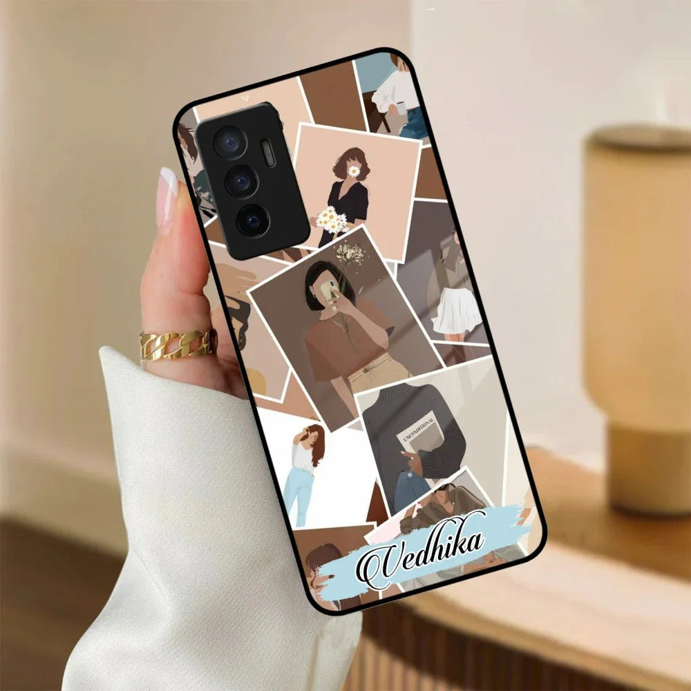 Selfie Girl Collage Glass Case Cover For Vivo - ShopOnCliQ