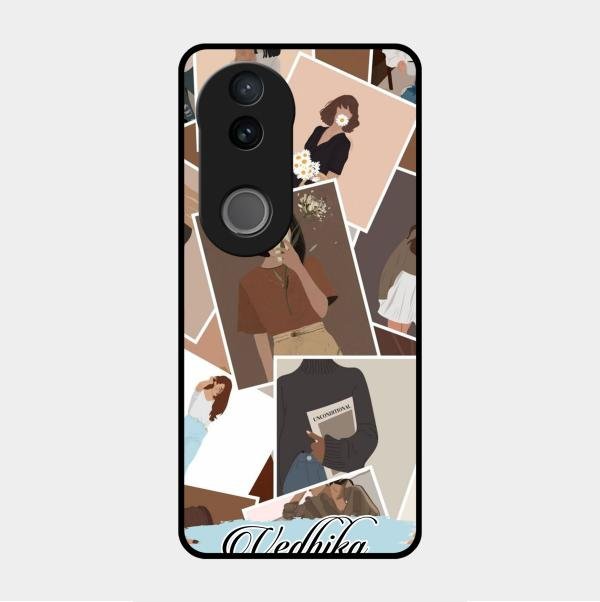 Selfie Girl Collage Glass Case Cover For Vivo V50E 5G