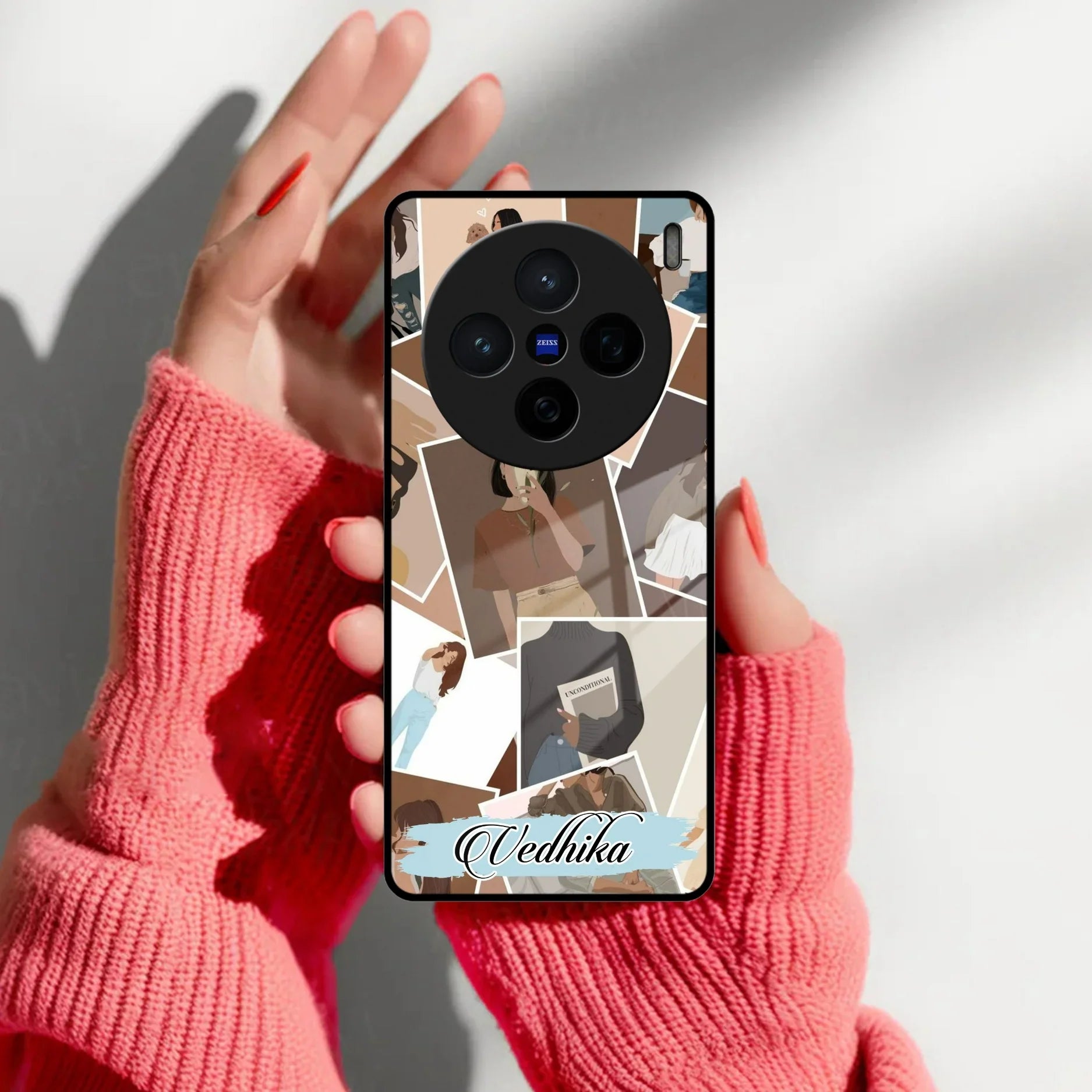 Selfie Girl Collage Glass Case Cover For Vivo - ShopOnCliQ