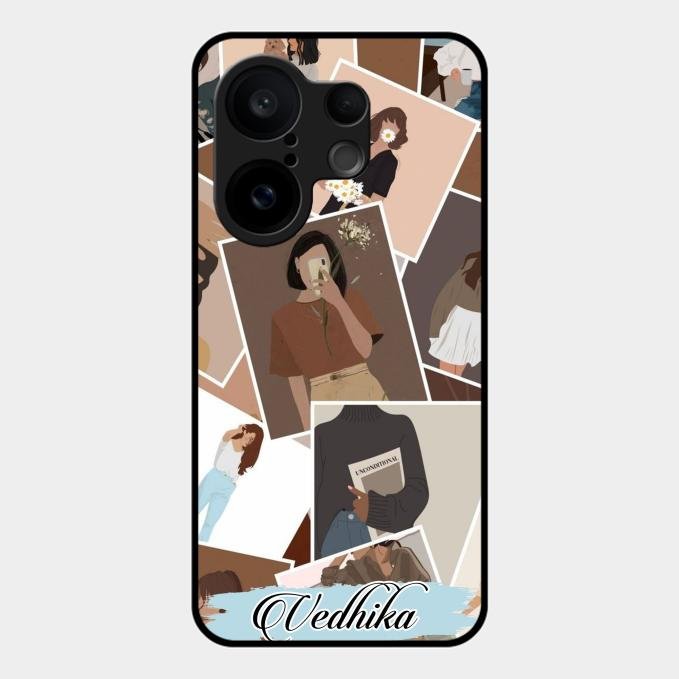 Selfie Girl Collage Glass Case Cover For Vivo X200 Fe 5G