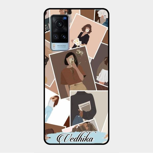 Selfie Girl Collage Glass Case Cover For Vivo X60 5G