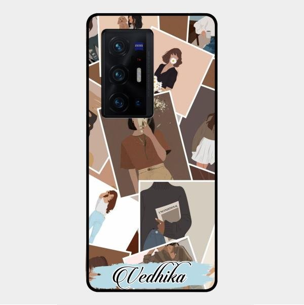 Selfie Girl Collage Glass Case Cover For Vivo X70 Pro Plus 5G