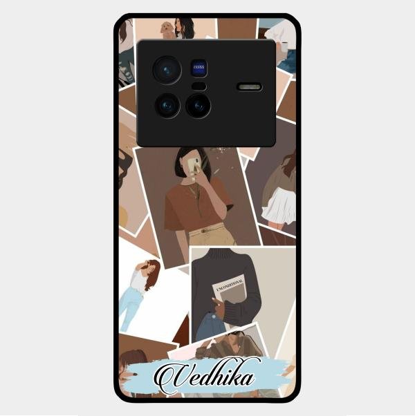 Selfie Girl Collage Glass Case Cover For Vivo X80 5G