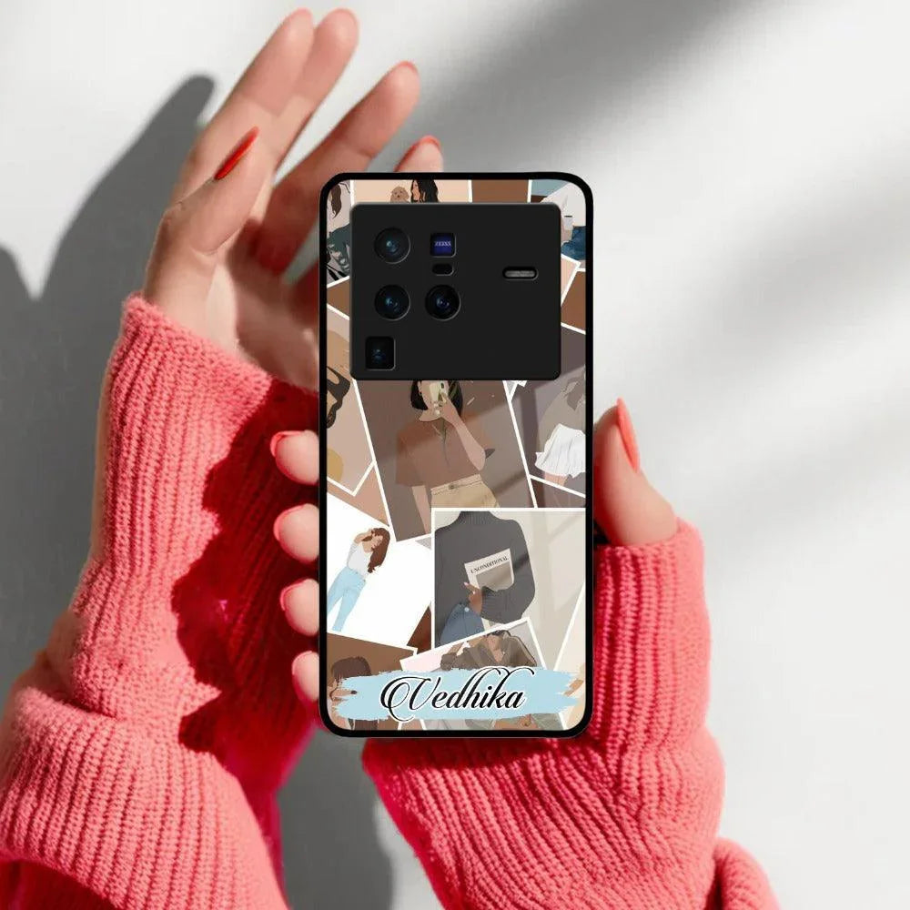 Selfie Girl Collage Glass Case Cover For Vivo - ShopOnCliQ
