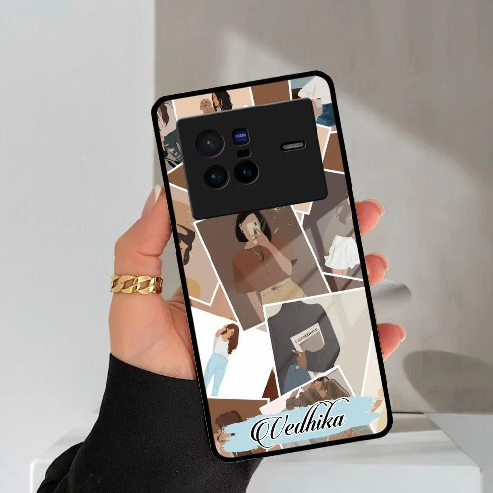 Selfie Girl Collage Glass Case Cover For Vivo - ShopOnCliQ