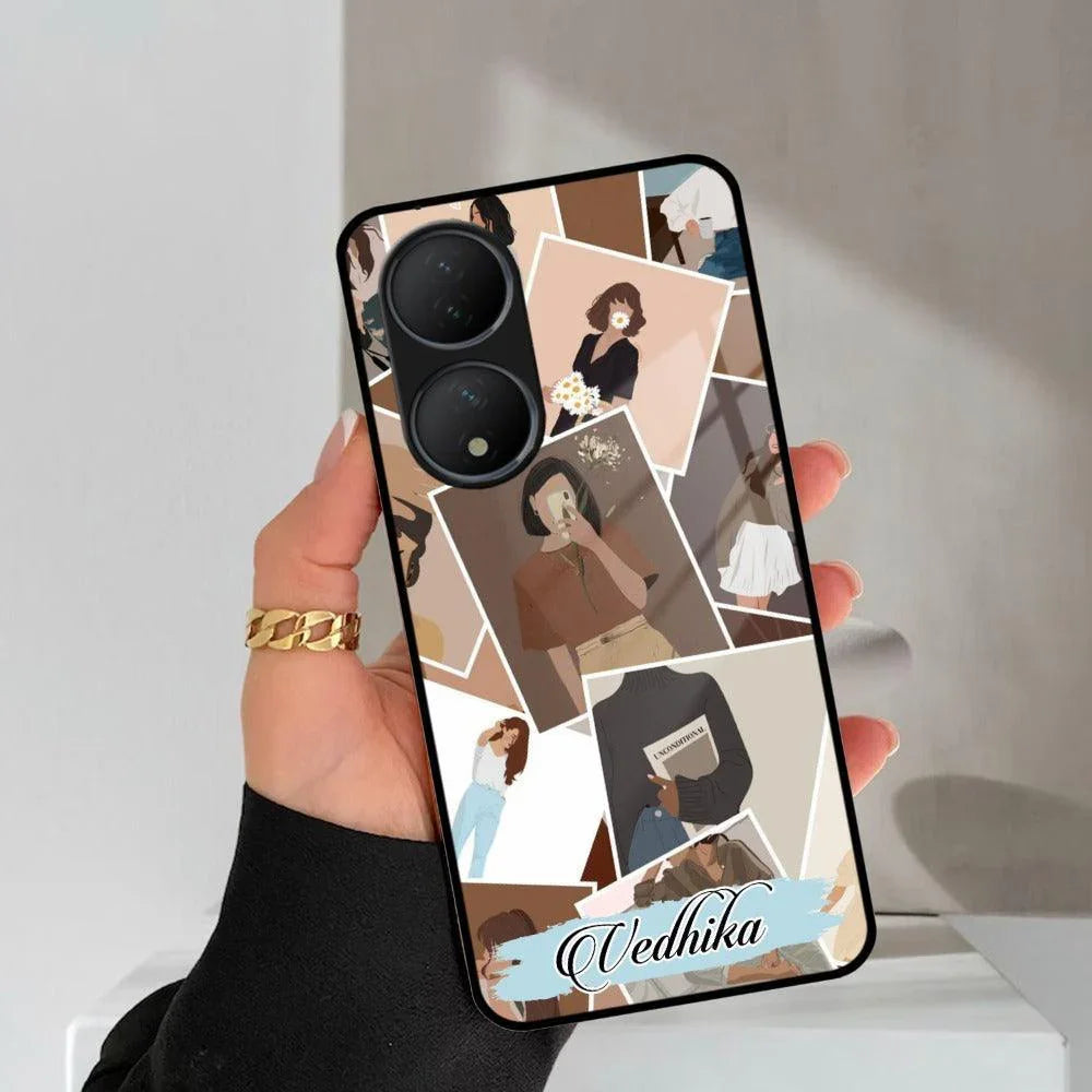 Selfie Girl Collage Glass Case Cover For Vivo - ShopOnCliQ