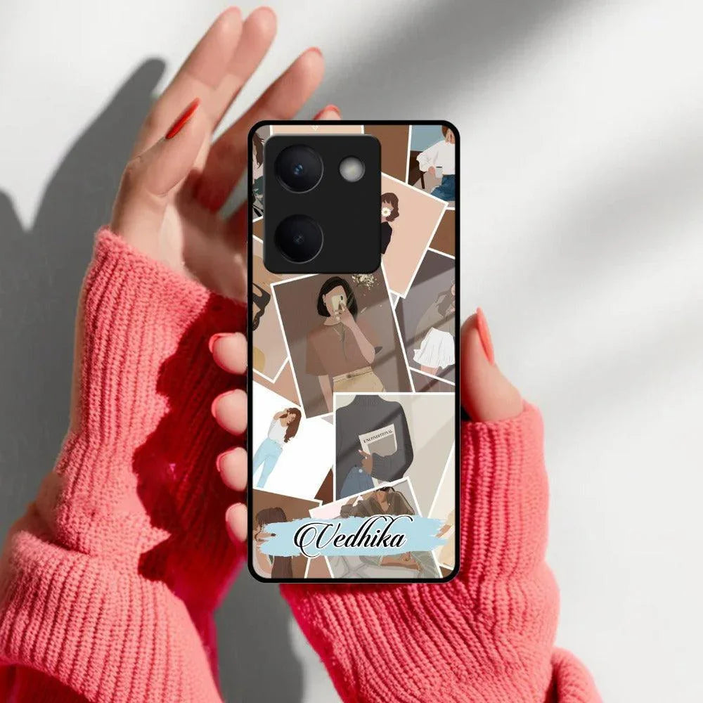 Selfie Girl Collage Glass Case Cover For Vivo - ShopOnCliQ