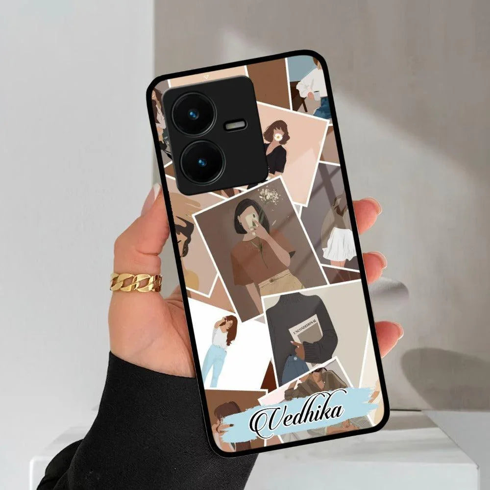 Selfie Girl Collage Glass Case Cover For Vivo - ShopOnCliQ