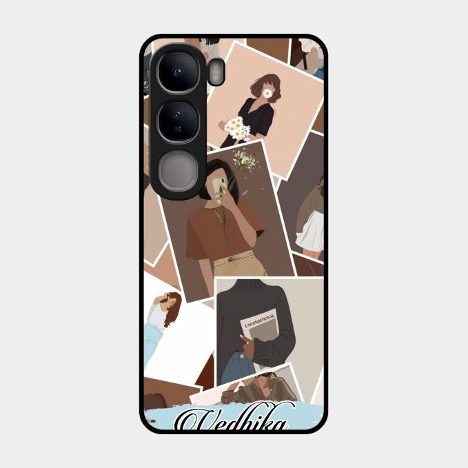 Selfie Girl Collage Glass Case Cover For Vivo Y300 5G