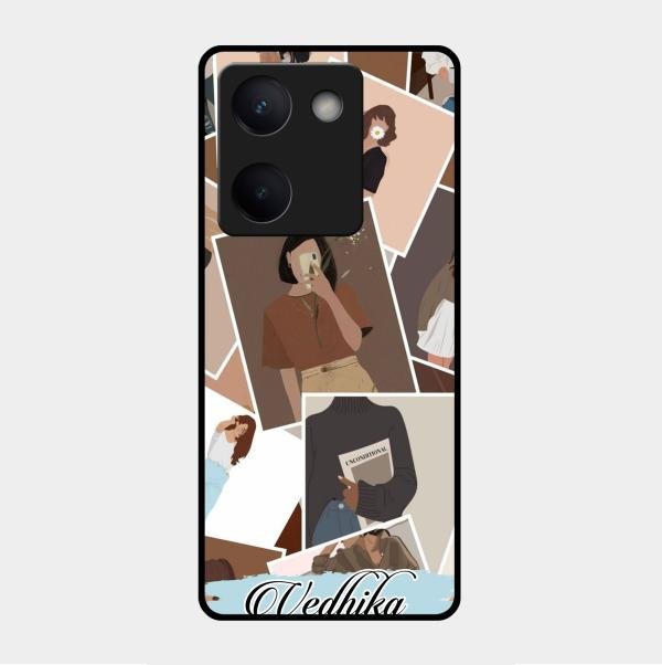 Selfie Girl Collage Glass Case Cover For Vivo Y300 Plus 5G