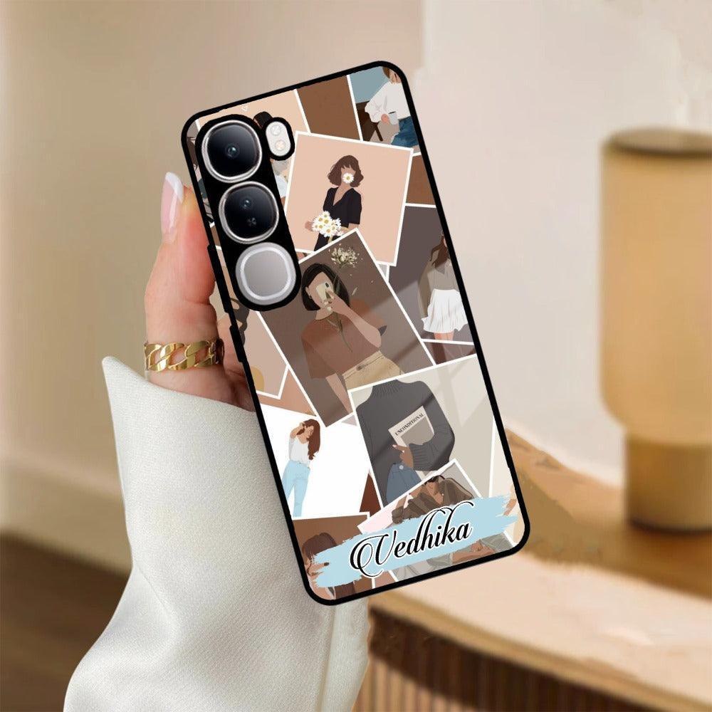 Selfie Girl Collage Glass Case Cover For Vivo - ShopOnCliQ