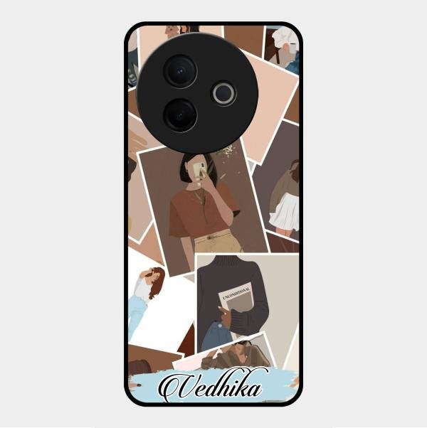 Selfie Girl Collage Glass Case Cover For Vivo Y39 5G
