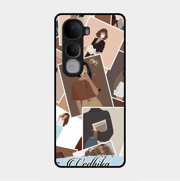 Selfie Girl Collage Glass Case Cover For Vivo Y400 Pro 5G