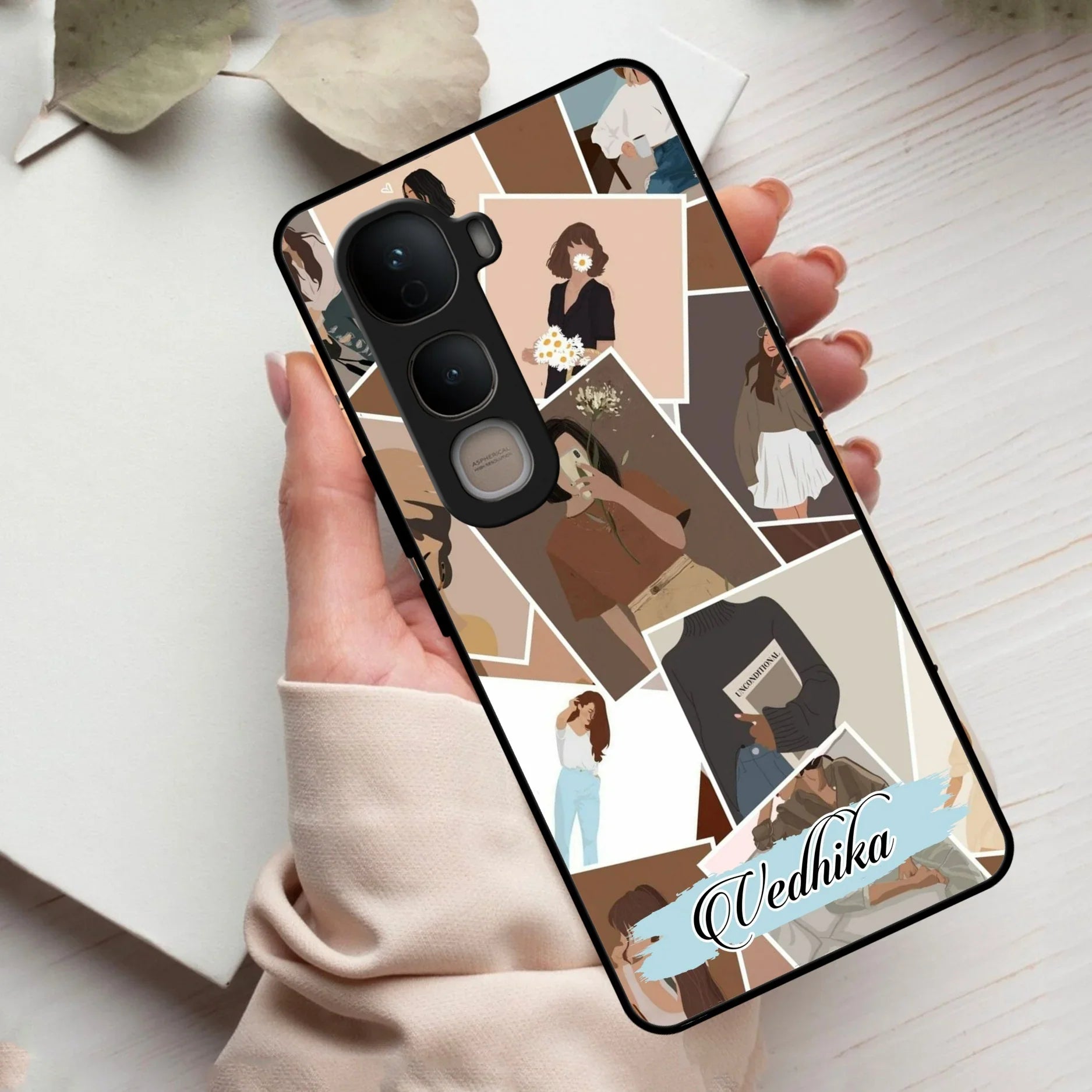 Selfie Girl Collage Glass Case Cover For Vivo - ShopOnCliQ