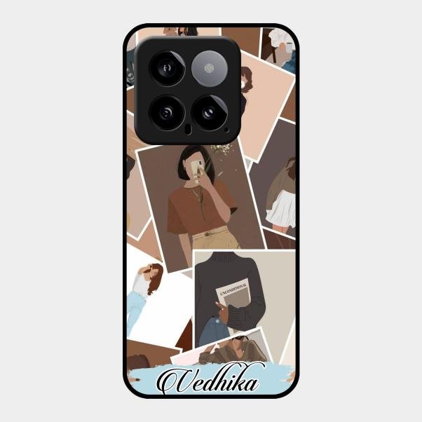 Selfie Girl Collage Glass Case Cover For Xiaomi 14 5G