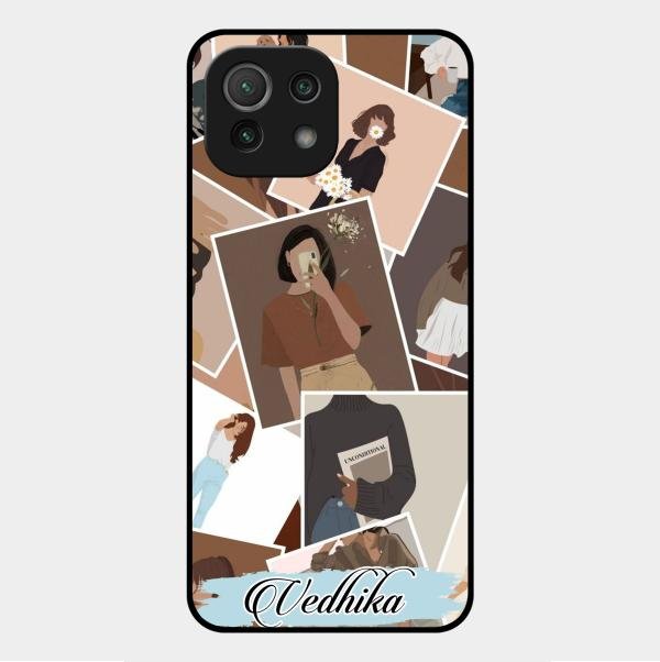 Selfie Girl Collage Glass Case Cover For Xiaomi Mi 11 Lite
