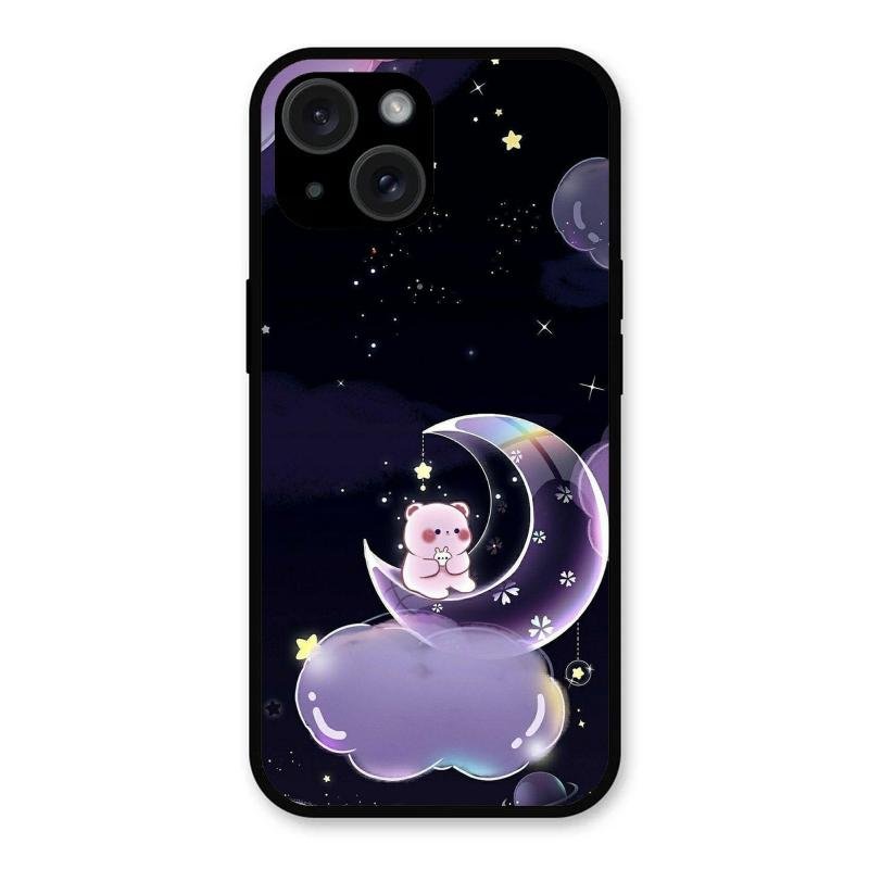 Sky Panda Design Glass Phone Case Cover For iPhone 15 Plus