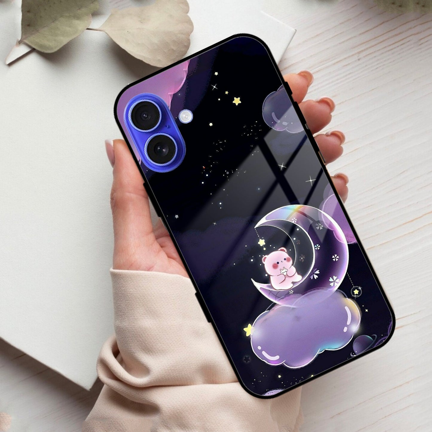 Sky Panda Design Glass Phone Case Cover For iPhone