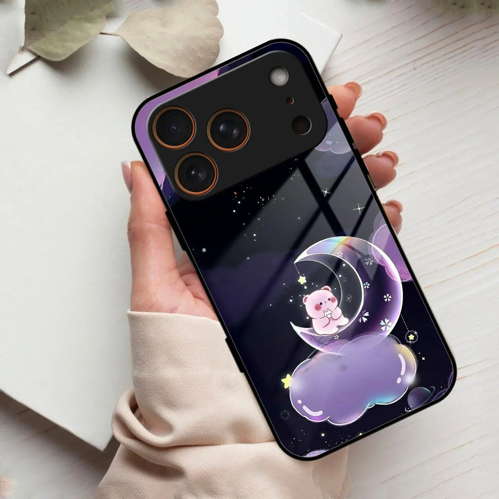 Sky Panda Design Glass Phone Case Cover