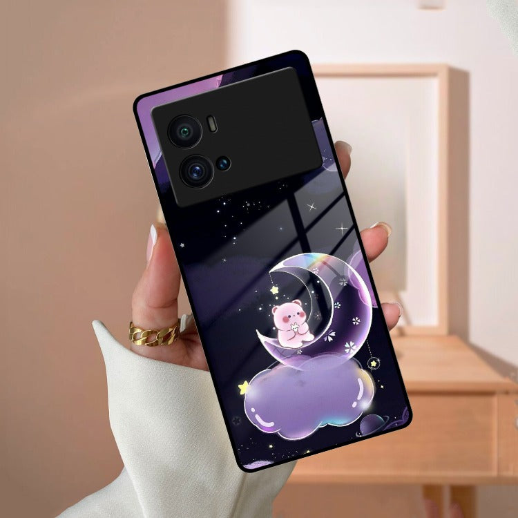 Sky Panda Design Glass Phone Case Cover For iQOO