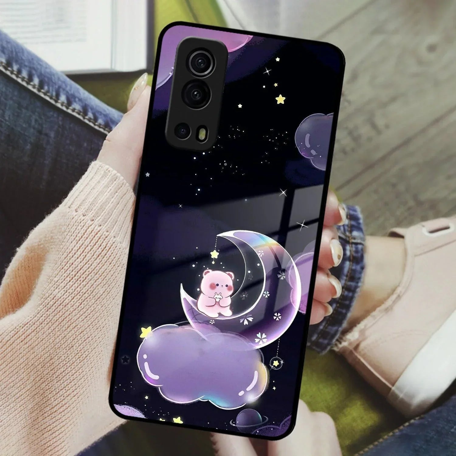 Sky Panda Design Glass Phone Case Cover For iQOO - ShopOnCliQ