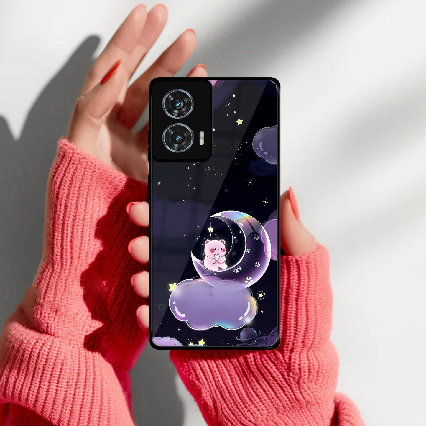 Sky Panda Design Glass Phone Case Cover For Motorola