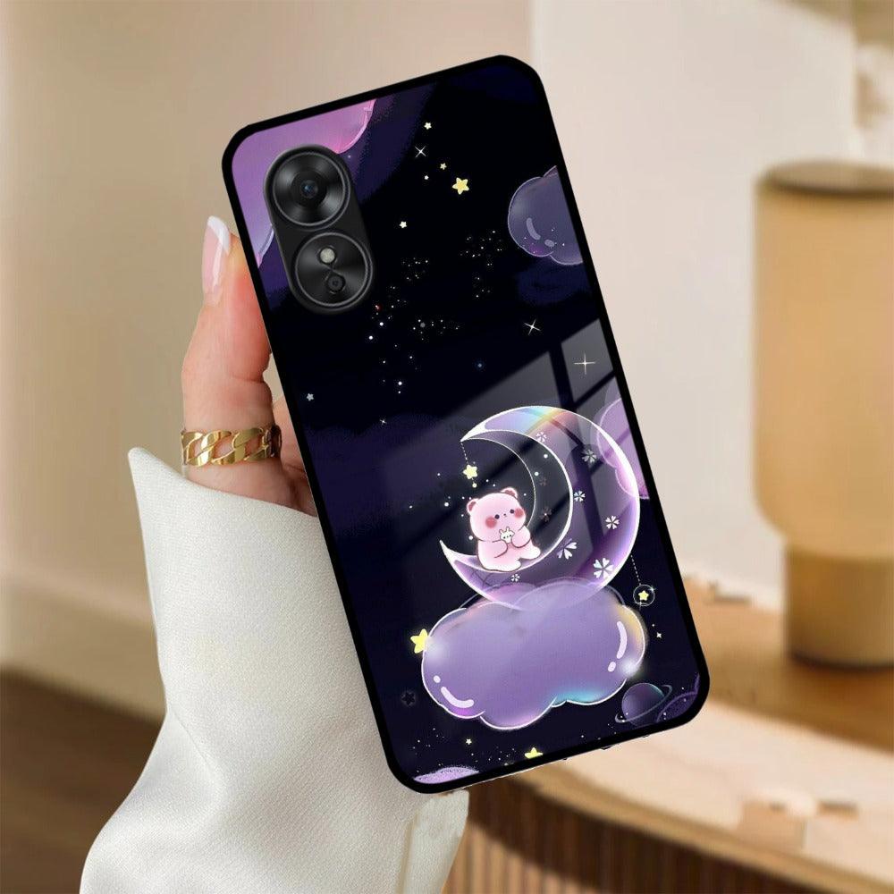 Sky Panda Design Glass Phone Case Cover For Oppo