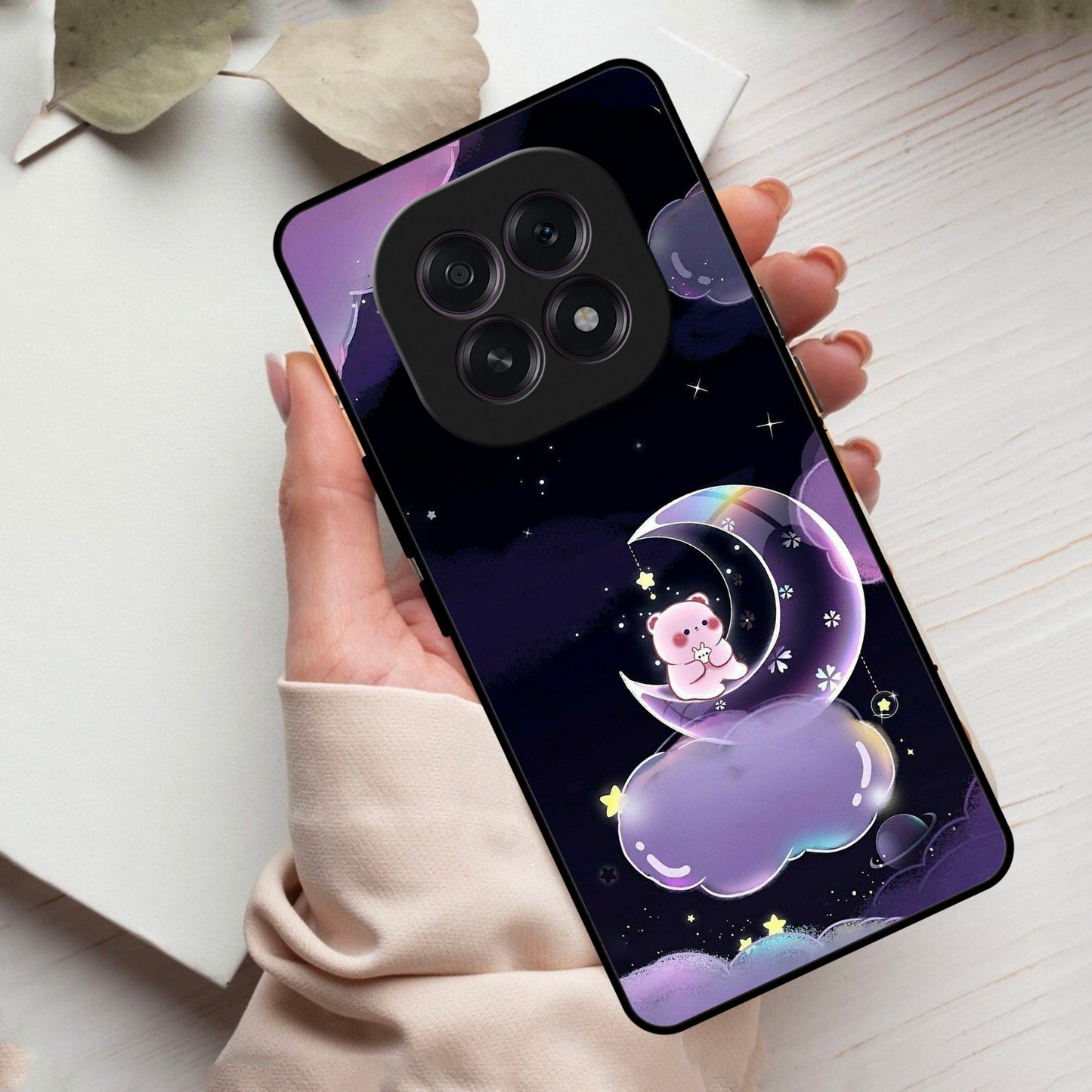 Sky Panda Design Glass Phone Case Cover For Oppo