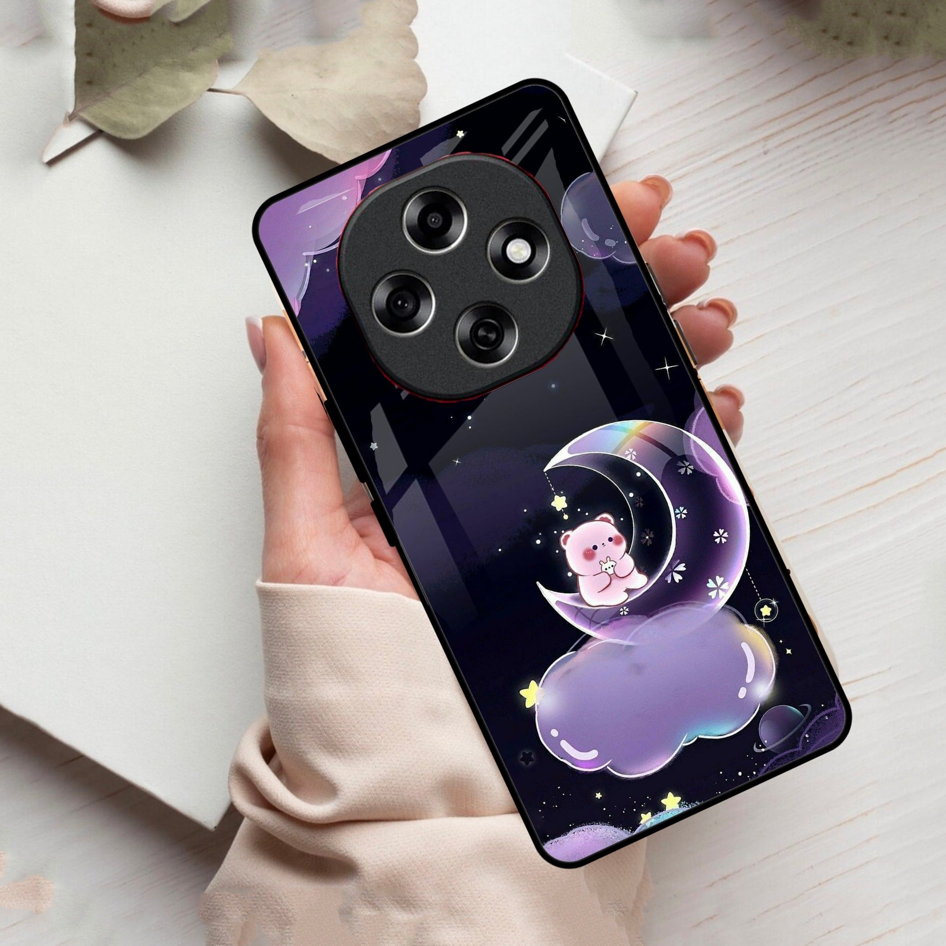 Sky Panda Design Glass Phone Case Cover For Oppo