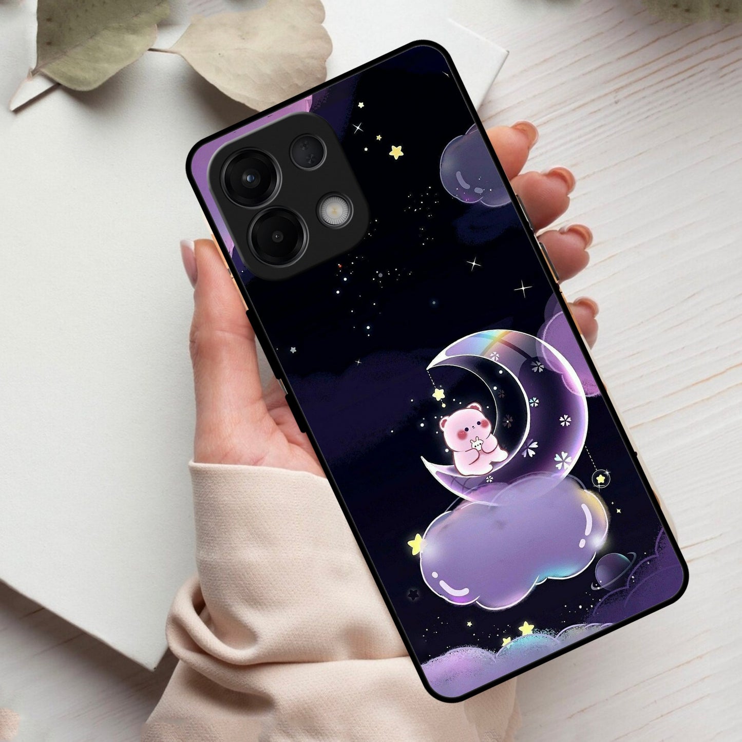 Sky Panda Design Glass Phone Case Cover For Oppo