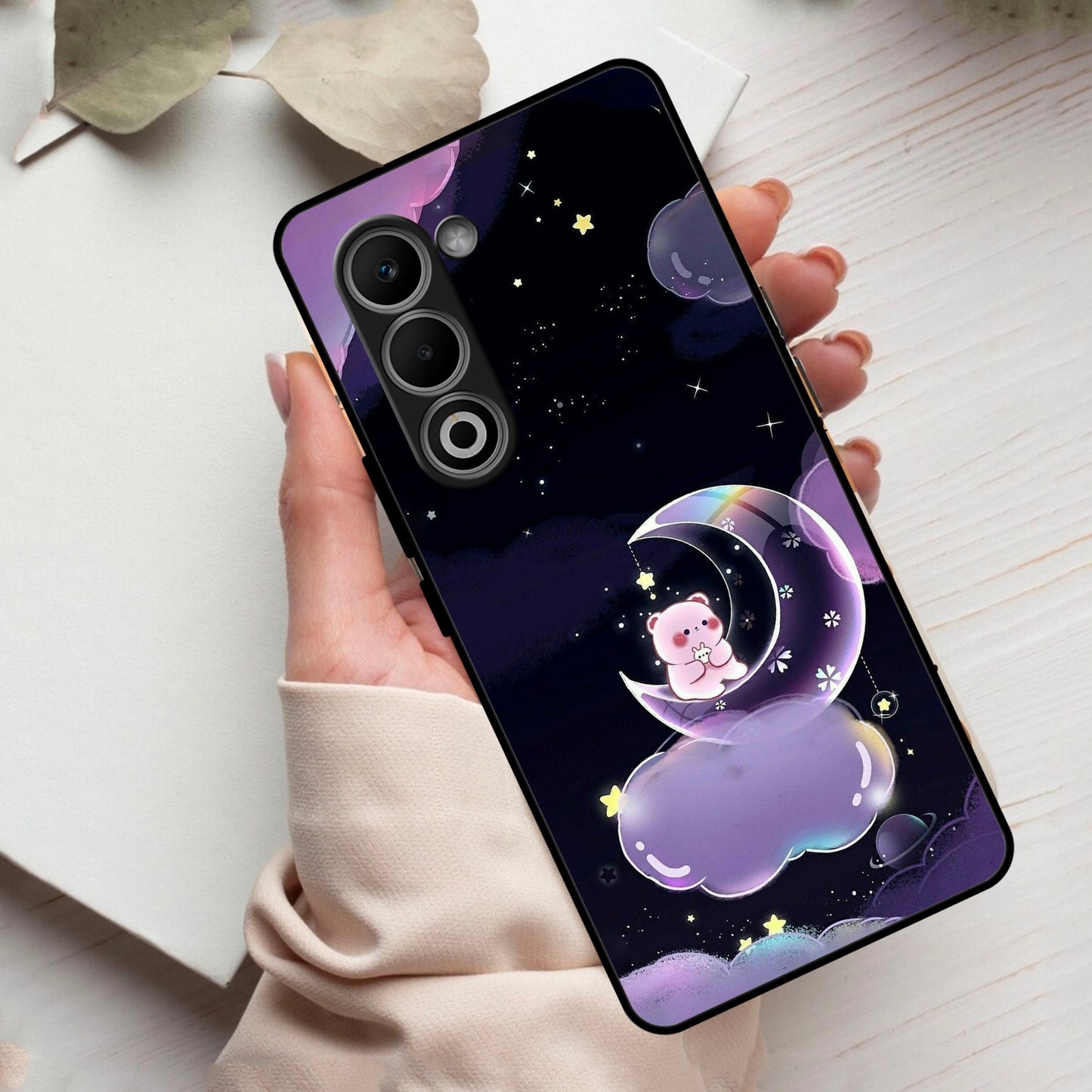 Sky Panda Design Glass Phone Case Cover For Oppo