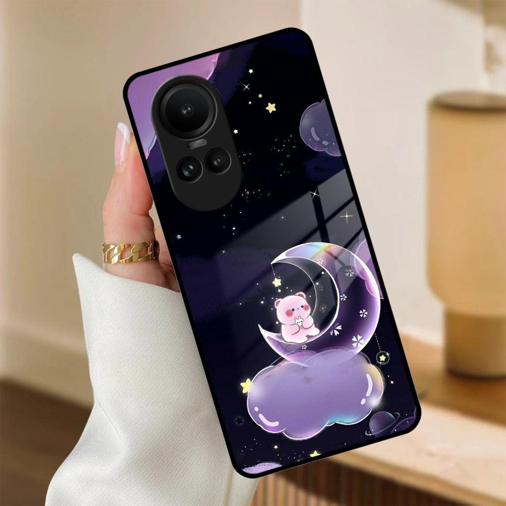 Sky Panda Design Glass Phone Case Cover For Oppo