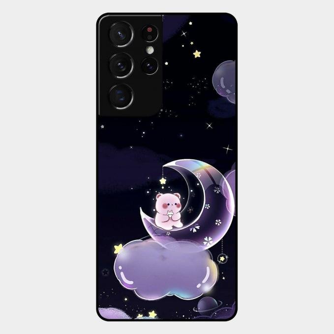 Sky Panda Design Glass Phone Case Cover For Samsung Galaxy S21 Ultra