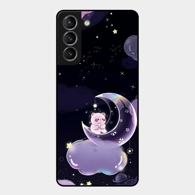 Sky Panda Design Glass Phone Case Cover For Samsung Galaxy S21