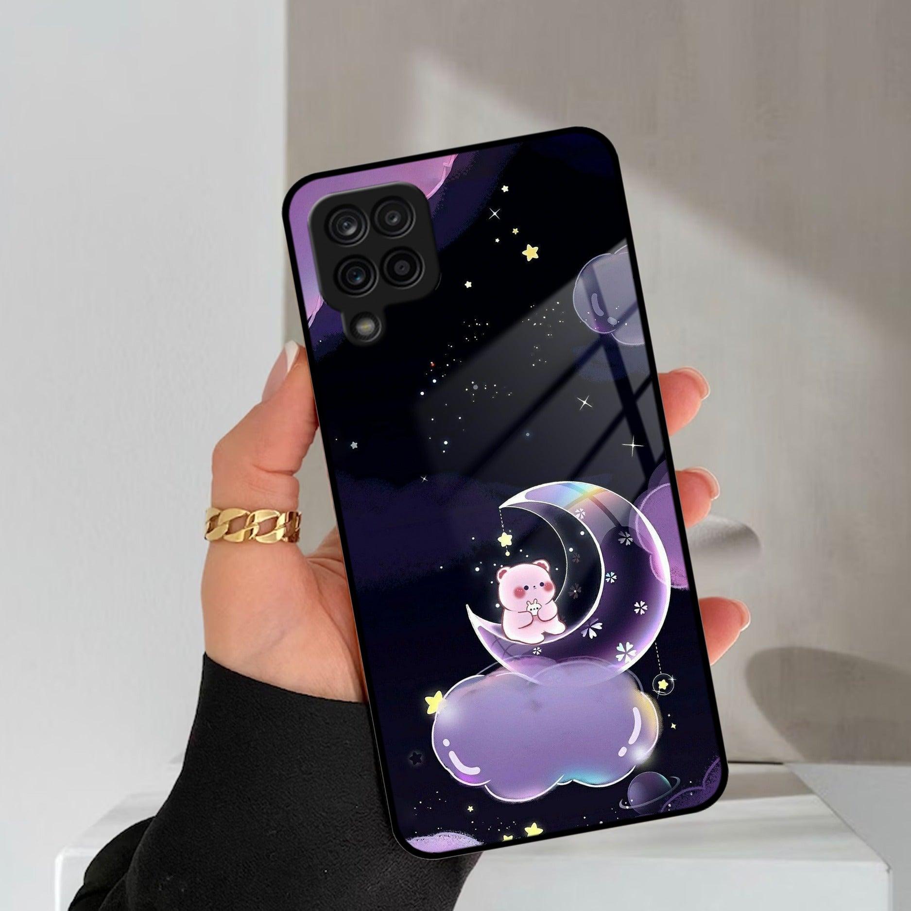 Sky Panda Design Glass Phone Case Cover For Samsung Galaxy M42 5G